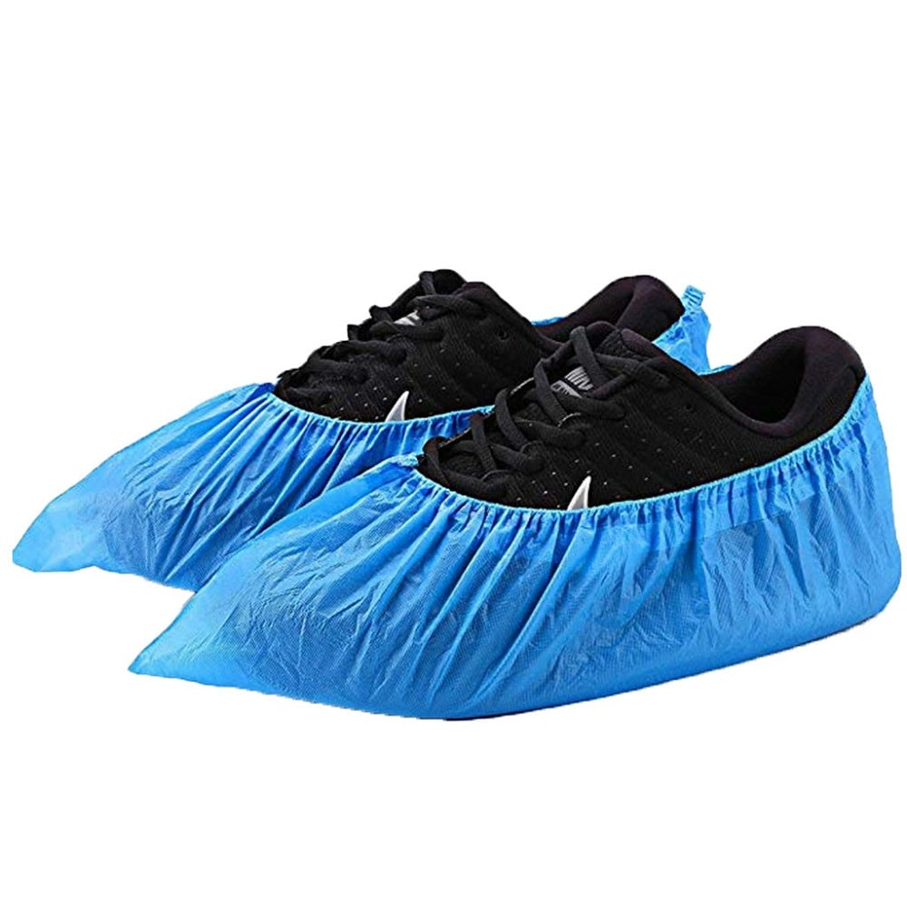 Unisex Disposable Shoe Covers Plastic Overshoes Blue Floor Boot Protector Cover